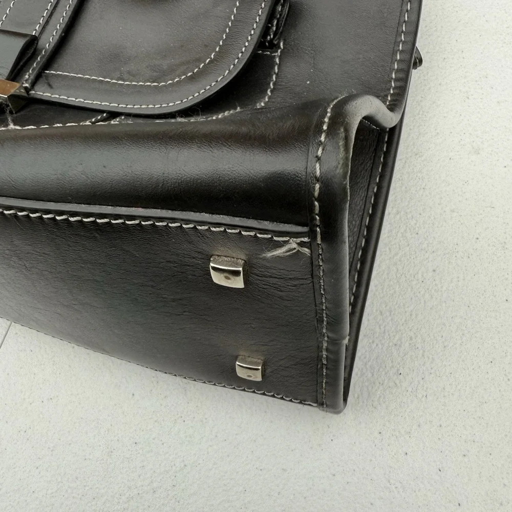 Etienne Aigner Handbag Black Leather Grunge Vintage‎ Two Handle